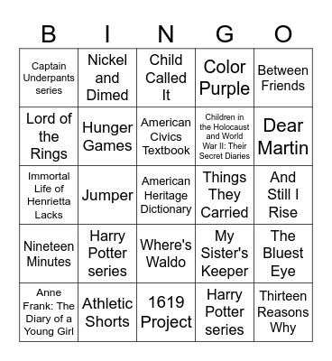 2025 Banned Books BINGO Card