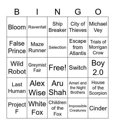 Dystopian, Fantasy, and Sci-Fi Bingo Card