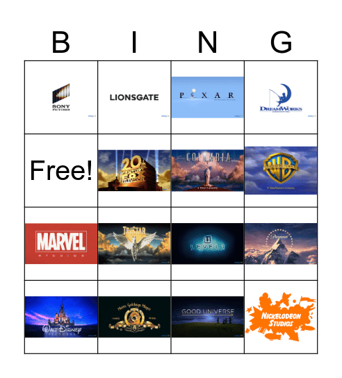 Movie Logo Bingo Card