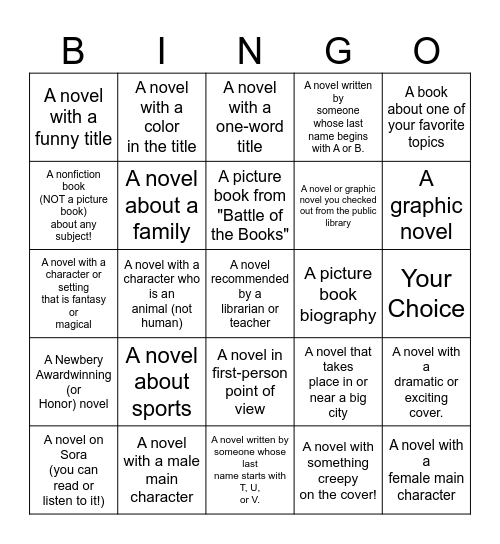 Book BINGO Card