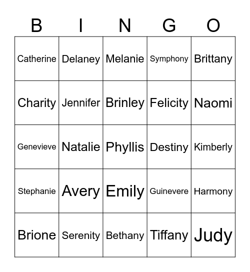 MY NAME BINGO Card