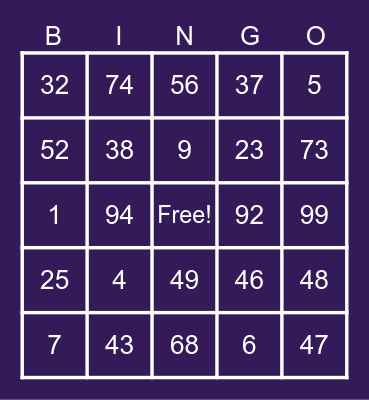 Halloween Bingo Card