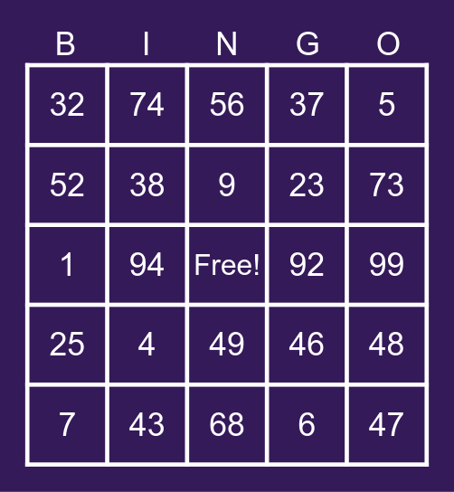 Halloween Bingo Card