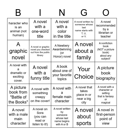 Book BINGO Card