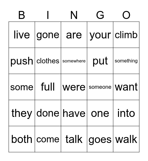 SPIRE 3 Sight Words Bingo Card