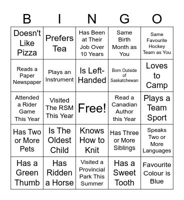All-Staff Human Bingo Card