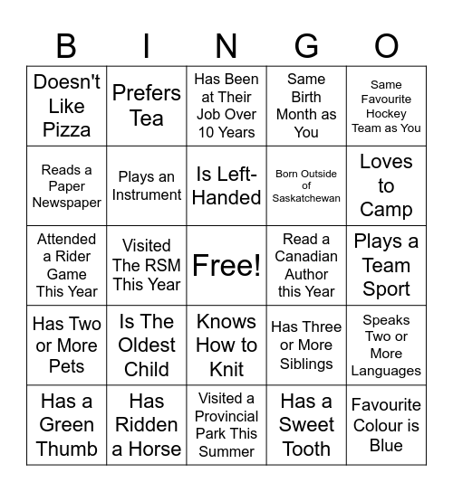 All-Staff Human Bingo Card