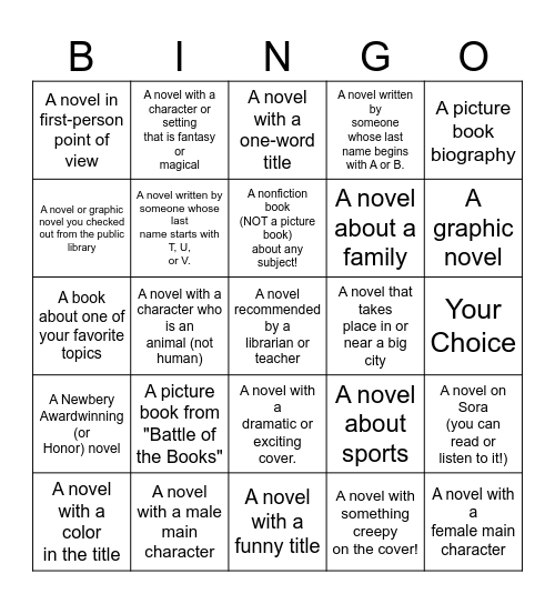 Book BINGO Card