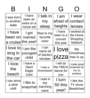 Get to know your neighbor Bingo Card