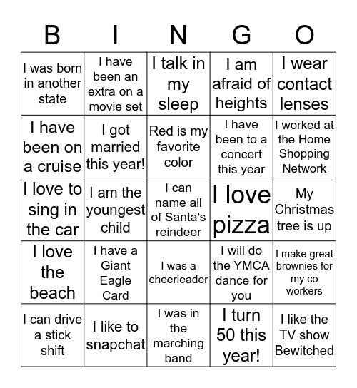 Get to know your neighbor Bingo Card