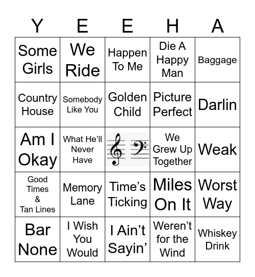 COUNTRY Bingo Card