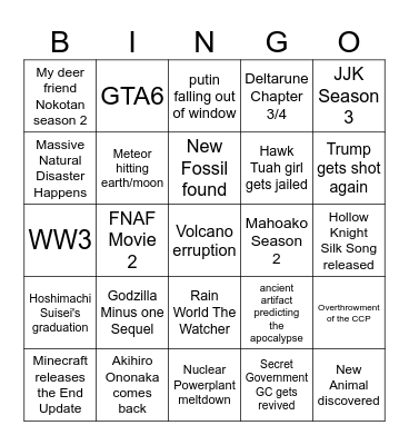 2025 Chaos Bingo Card