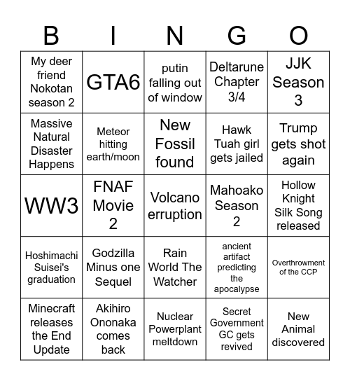 2025 Chaos Bingo Card