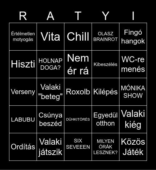 5.aaa beszélgetés Bingo Card