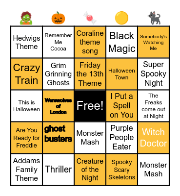 October Fun Bingo Card