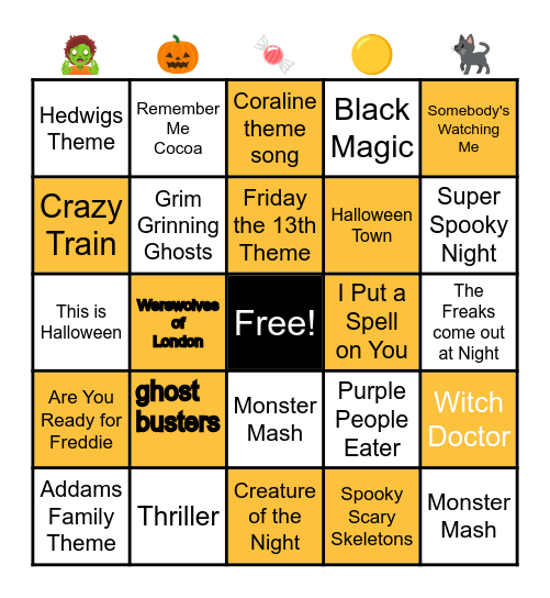 October Fun Bingo Card