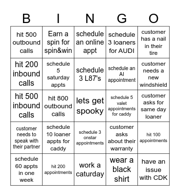 SPOOKY Bingo Card