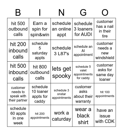 SPOOKY Bingo Card