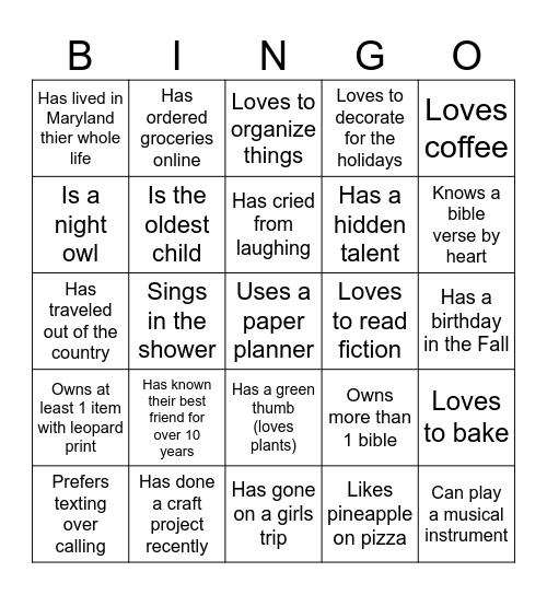 Untitled Bingo Card