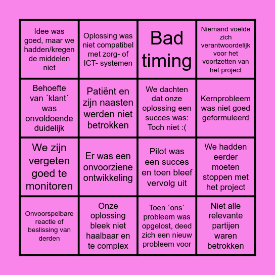 De Grote Borgings-Bingo Card