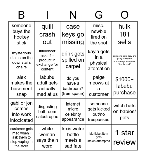 October Bingo Card