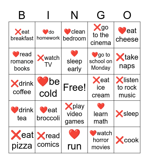 Do you like? Bingo Card