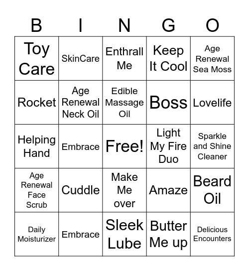 Naughty or Nice Bingo Card