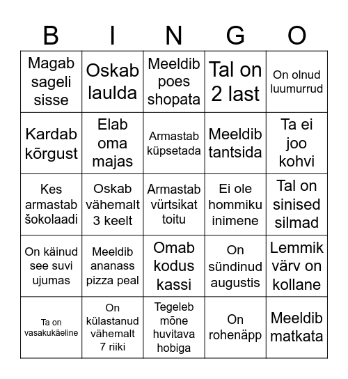 Tiimika Bingo Card