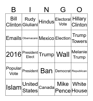 Politics Bingo Card