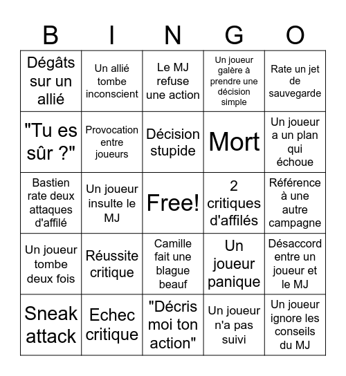 Combat de boss Bingo Card