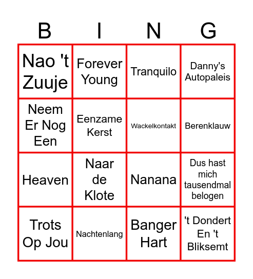 Raod van 6 Muziekbingo Card
