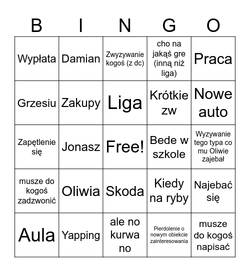 Igol Bingo Card