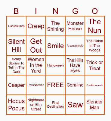 Halloween Movie Quotes Bingo Card