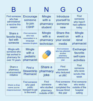 CSHP AGM Mingle Bingo Card