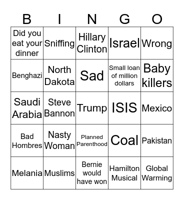 Trump Bingo Card