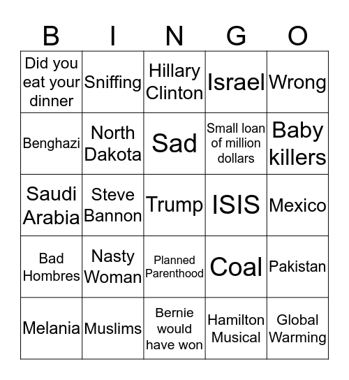 Trump Bingo Card