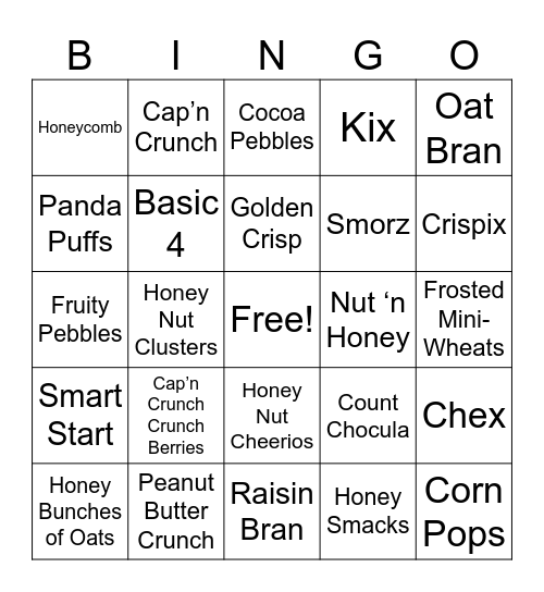 Breakfast Bingo! Bingo Card