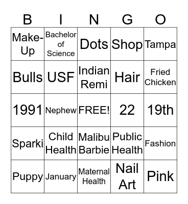 Graduation Bingo Card