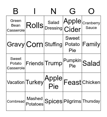 Thanksgiving Bingo Card