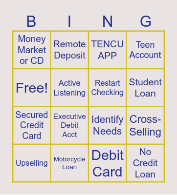 Cross-Selling Bingo Card Bingo Card
