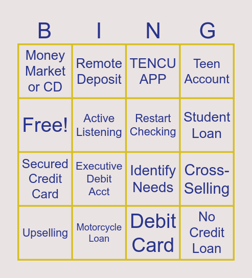 Cross-Selling Bingo Card Bingo Card
