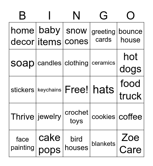 Harvest Market BINGO Card