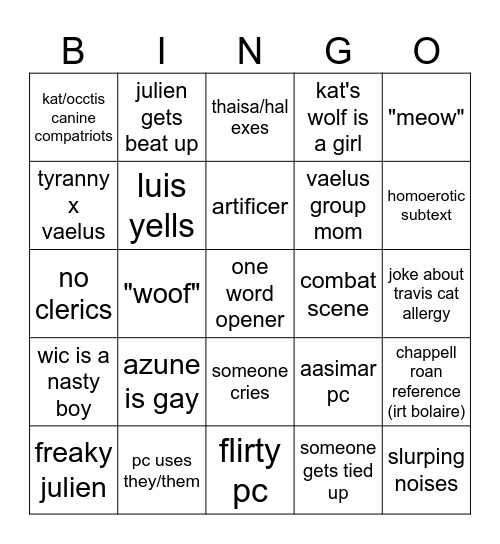 cr4 episode one bingo Card