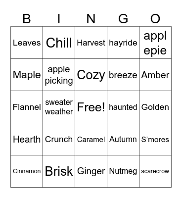 All Friendzy Bingo Card