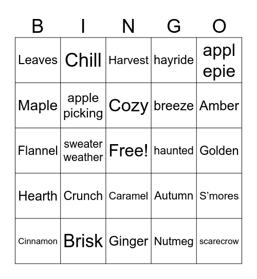 All Friendzy Bingo Card