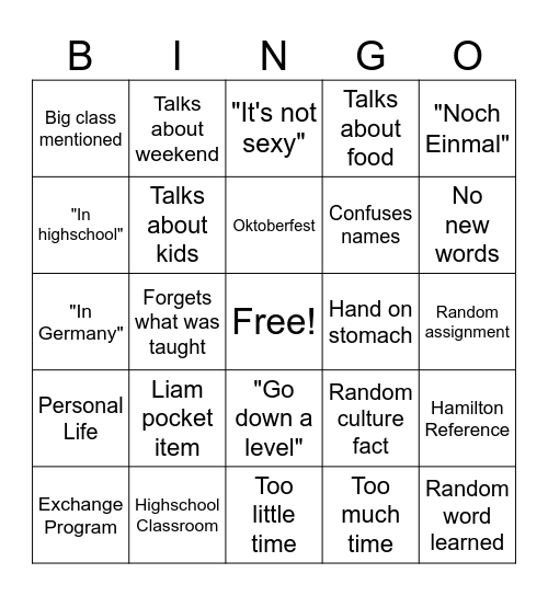 Deutsch 1 Bingo Card