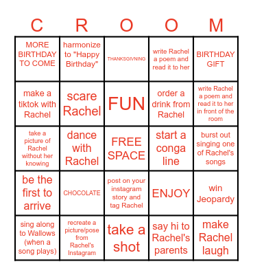 BIRTHDAY APRTY Bingo Card