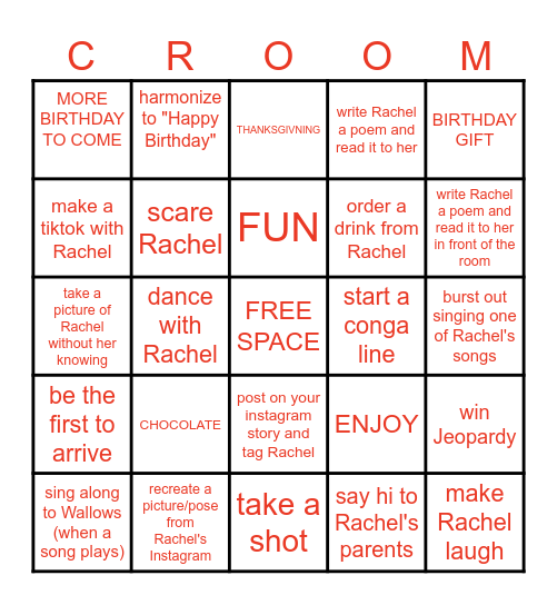 BIRTHDAY APRTY Bingo Card