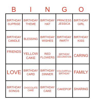 BIRTHDAY APRTY Bingo Card