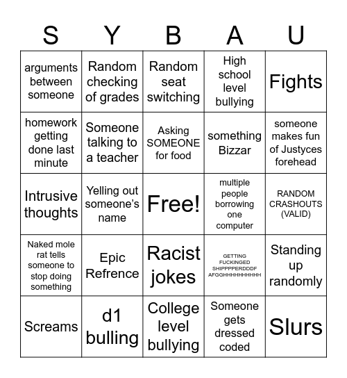 Auditorium Mornings Bingo Card